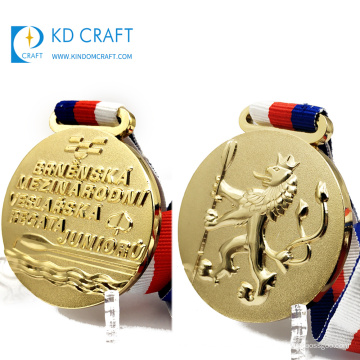 Kostenlose Probe maßgeschneiderte metallvergoldete geprägte Logo-Souvenir-3D-Medaille für internationale Verbände